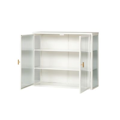Modern Glass Door Wall Cabinet with Three-tier Storage