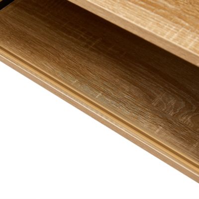 Modern Rattan Coffee Table with Sliding Door Storage