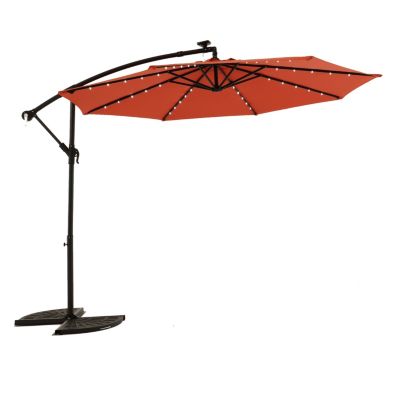 10FT Solar LED Offset Hanging Market Patio Umbrella