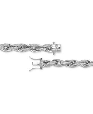 Men's Cubic Zirconia Rope Link Bracelet in Sterling Silver, Created for Macy's