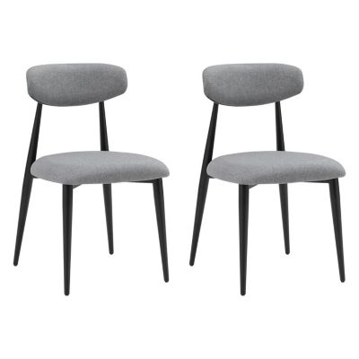 Modern Dining Chairs Set Of 2, Curved Backrest Round Upholstered And Metal Frame