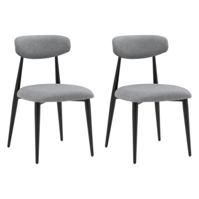 Modern Dining Chairs Set Of 2, Curved Backrest Round Upholstered And Metal Frame