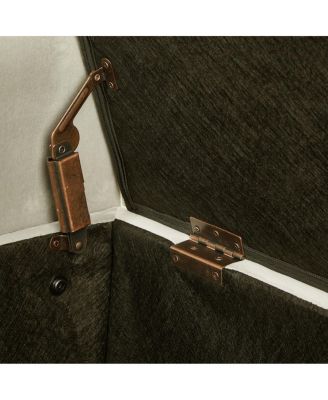 Black Upholstered Storage Bench with Armrest