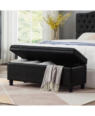 Faux Leather Storage Bench