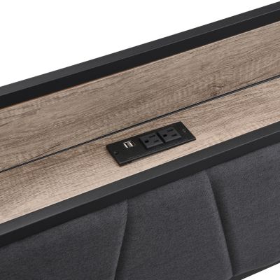 Metal Platform Bed Frame with Storage Headboard