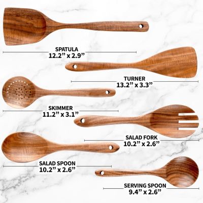 6-Piece Natural Teak Wooden Utensils for Cooking