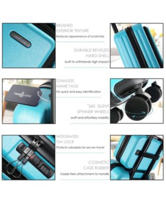 22" Hard Shell Lightweight Carry On Luggage Airline Approved with Smart Organization and Attachable Cosmetic Case