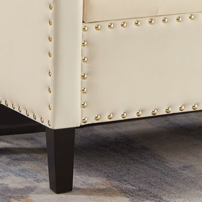 Cream Upholstered Storage Bench with Tufted Seat