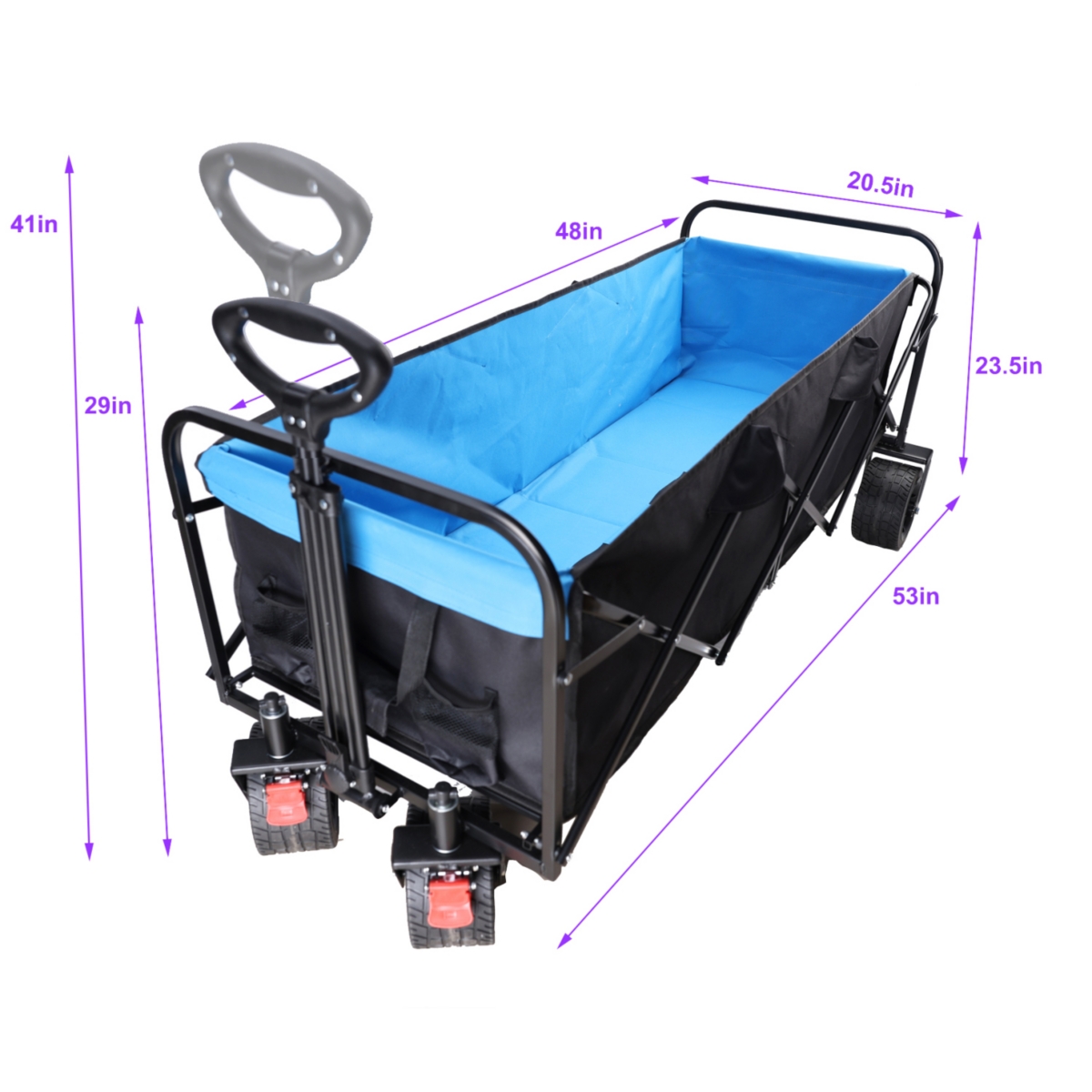 Streamdale Furniture Folding Cart Wagon for Garden, Shopping, Beach -+ Blue - Black