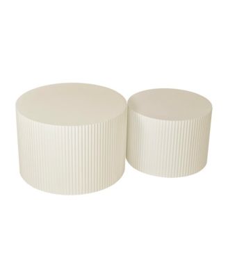 Beige Wave Stripe Nesting Coffee Table Set (2)