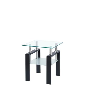Clear Glass End Table Set for Living Room