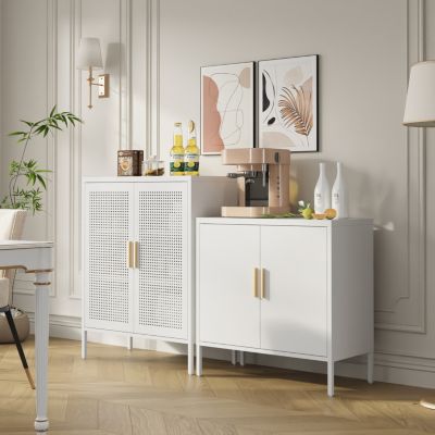 Steel Lockable Storage Cabinet with Adjustable Shelves, White