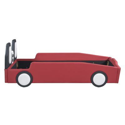 Twin Size Race Car-Shaped Platform Bed With Wheels