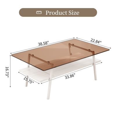  Modern Brown Glass Coffee Table