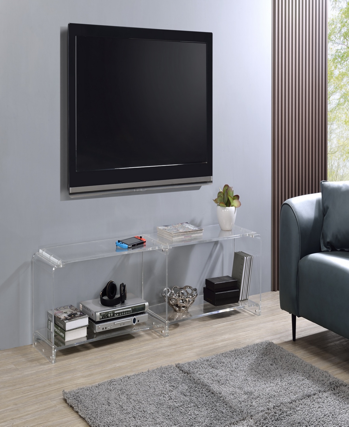 Foxhill Trading Fox Hill Trading Richard 71" W X 13.8" D X 16" H Two-tier Acrylic Tv Stand In No Color