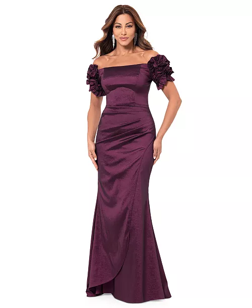 women's off-the-shoulder floral-sleeve dress