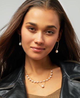 Cultured Freshwater Pearl (8-1/2mm) 18" Pendant Necklace in 14k Gold (Also in Pink Cultured Freshwater Pearl)