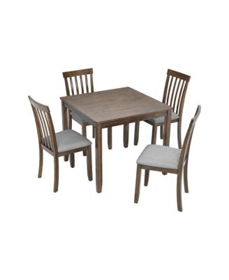 Simplie Fun Wooden Dining Rectangular Table Set For 4, Kitchen Dining ...