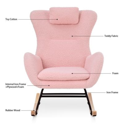 Streamdale Pink Teddy Glider Chair for Nursery & Home