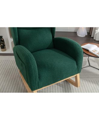 Teddy Fabric Rocking Chair With Packet Wood Legs