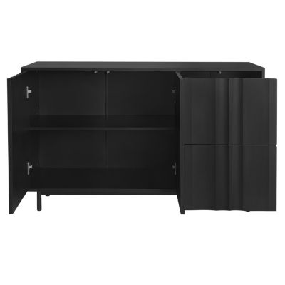 Wave Pattern Storage Cabinet, 2 Doors, 2 Drawers