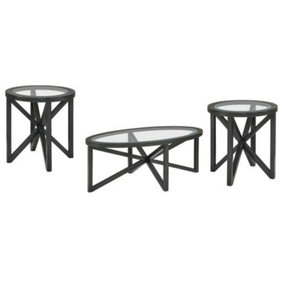 Tempered Glass with Wood Base Modern Design Coffee Table