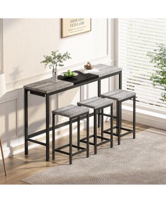 Streamdale Modern Grey and Black Dining Set with Hanging Stools