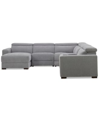 Nevio 6-Pc. Fabric Power Headrest Sectional with Chaise & Console and 1 Power Motion Chair