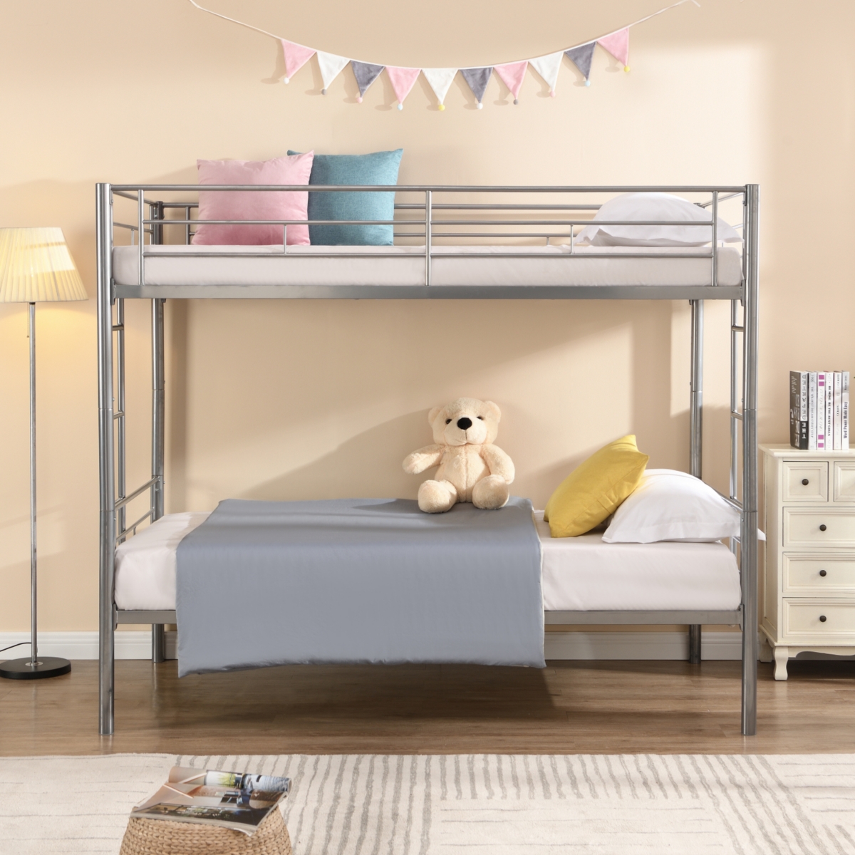 Simplie Fun Metal Bunk Bed Silver