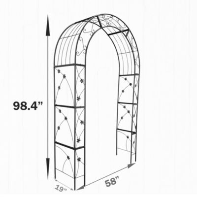 Outdoor Black Metal Garden Arbor Archway