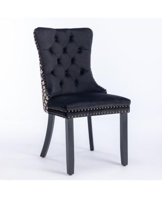 Contemporary Velvet Dining Chairs Set, Black & Patterned