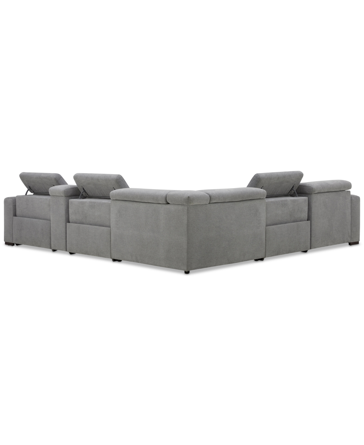 Nevio 6-Pc. Fabric Power Headrest Sectional with Chaise & Console and 3 Power Motion Chairs