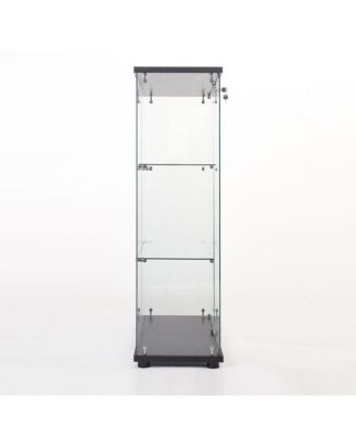 Two Door Glass Cabinet Glass Display Cabinet With 3 Shelves