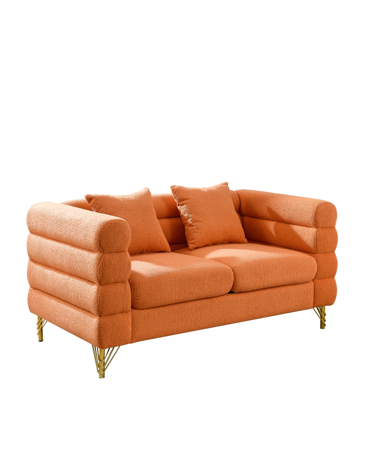 Streamdale Furniture Oversized 2 Seater Sectional Sofa, Orange Teddy