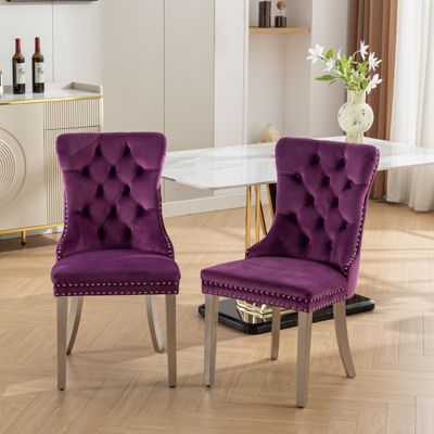 Streamdale Nikki Collection 2-Piece Purple Velvet Dining Chairs