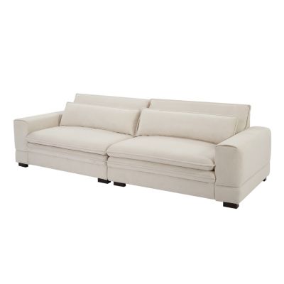 Modern Beige Upholstered Sofa for Multiple Spaces