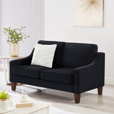 Upholstered Velvet Loveseat Sofa with Wooden Legs