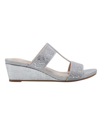 Women's Iluvit Embellished T-Strap Wedge Sandals