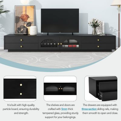 Streamdale Elegant TV Stand for 90" TVs, Glass Doors