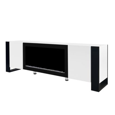 Streamdale High Gloss White TV Stand with Electric Fireplace