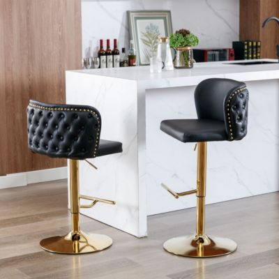 Set of 2 frosted PU Adjustable Swivel Bar Stools