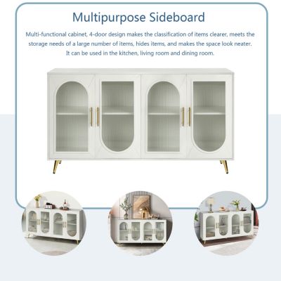 65+ Inch TV Stand with Storage, White