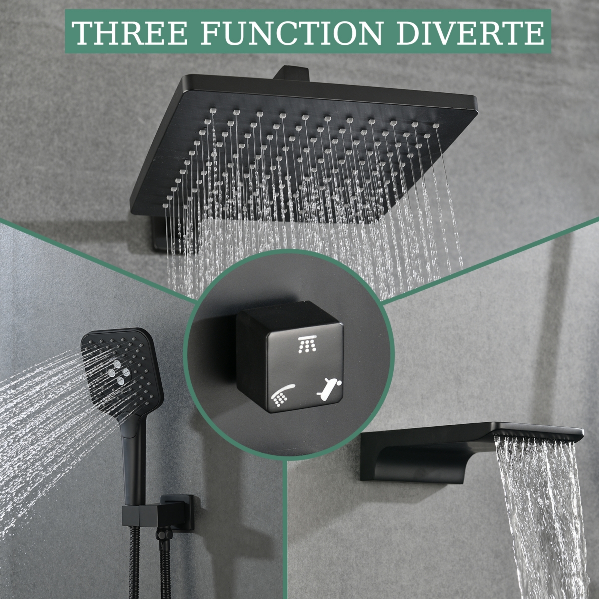 Streamdale Furniture Wall Mounted Shower System with Handheld and Rainfall Shower Heads