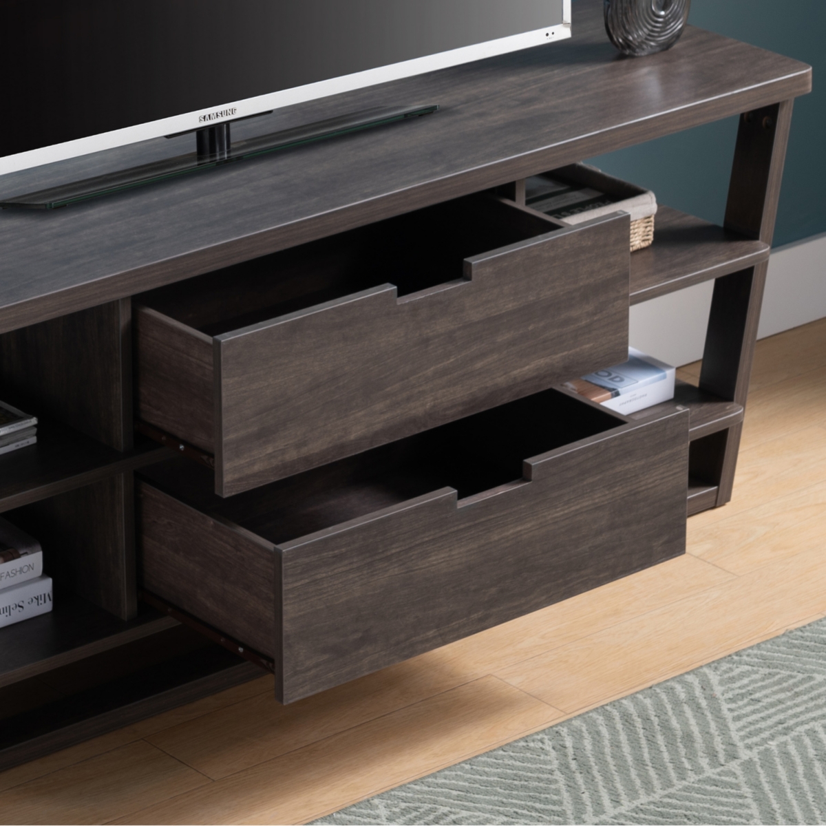 Simplie Fun Tv Stand Brown Walnut