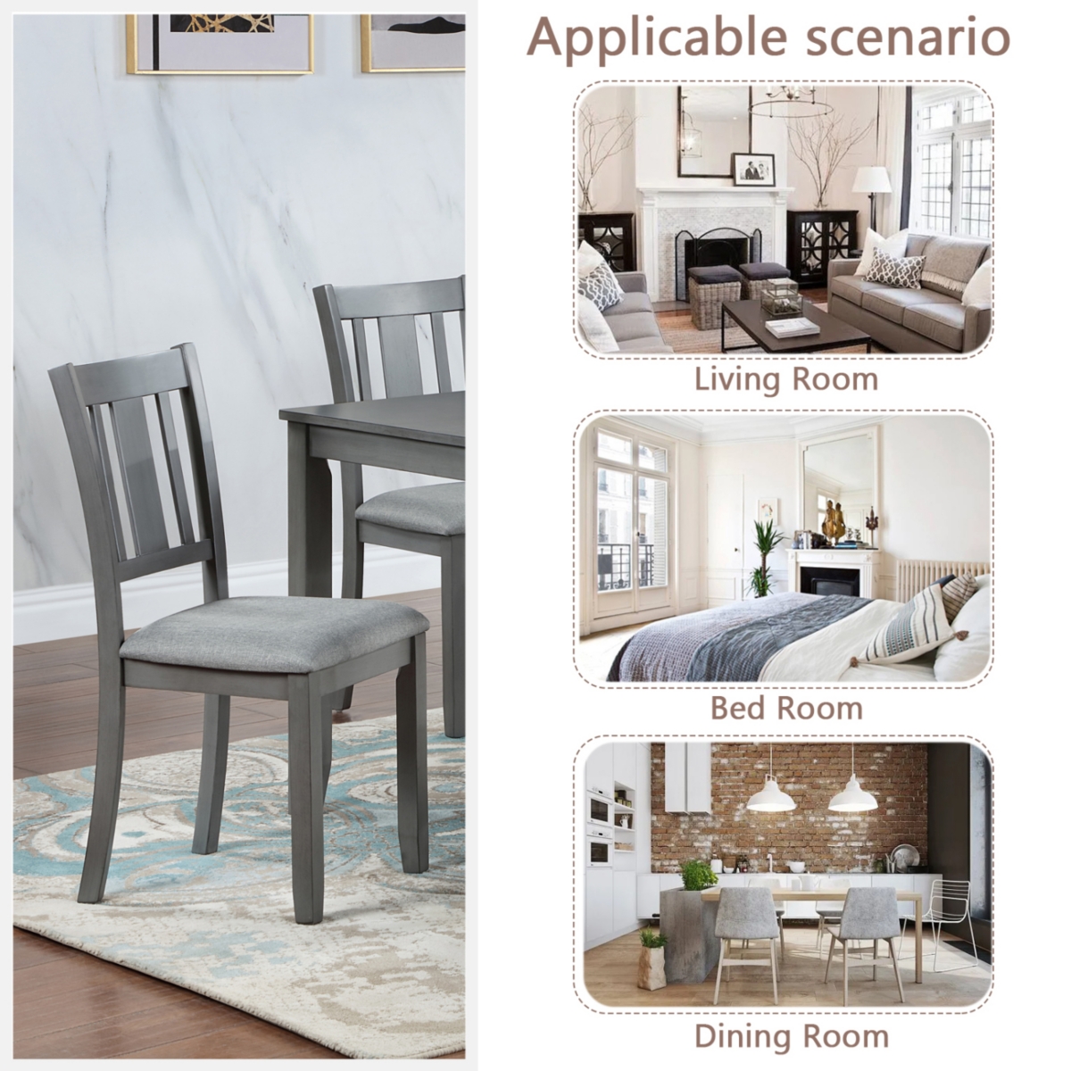 Streamdale Furniture Dining Chairs Set For 4, Kitchen Chair With Padded Seat, Side Chair For Dining Room, Gray