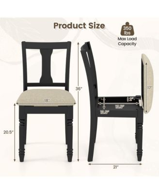 2 PCS Wood Chair Antique Upholstered Chair with Storage Space
