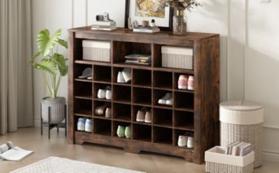 MDF and particle board Sleek 24 Shoe Cubby Console & Sideboard