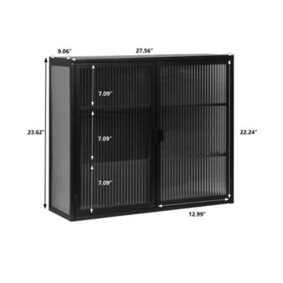 27.56" Glass Doors Modern Two-Door Wall Cabinet