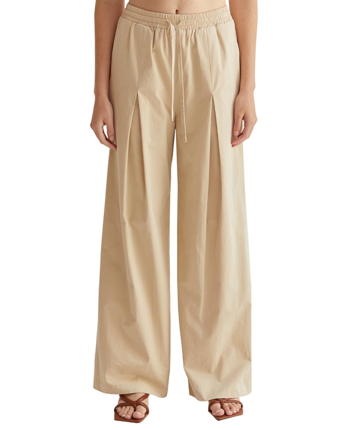 Women's Carol Cotton Wide Leg Pants - Beige/khaki + beige