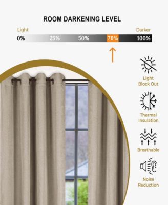 Linen-Inspired Room Darkening Grommet Top Curtains, 42" x 96" (Set of 2)